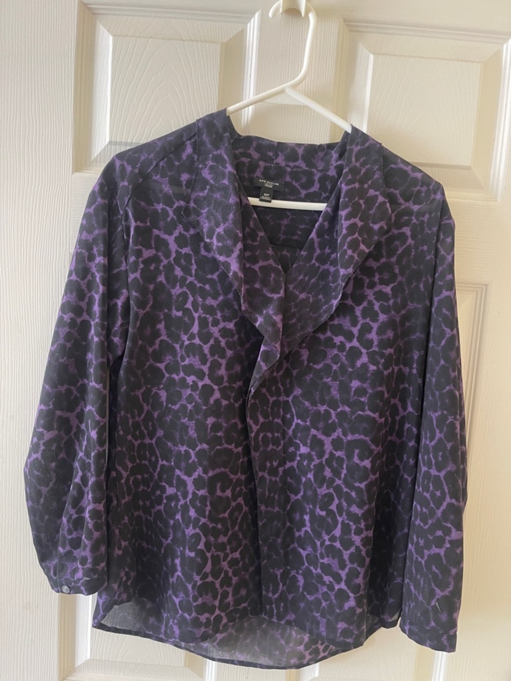Ann Taylor Purple and Black Animal-Print Blouse